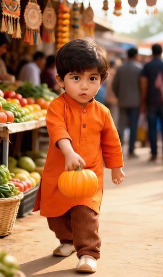 The boy with the little pumpkin - Harvest Festival Market - baby dance image
