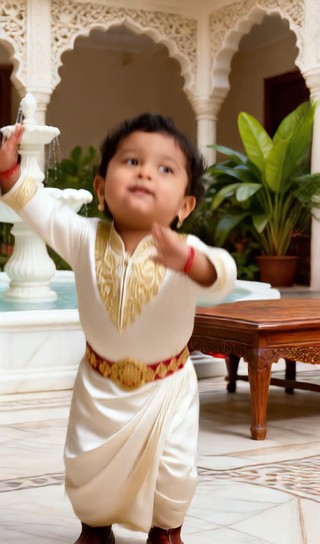 Standing boy - carved courtyard - baby dance image