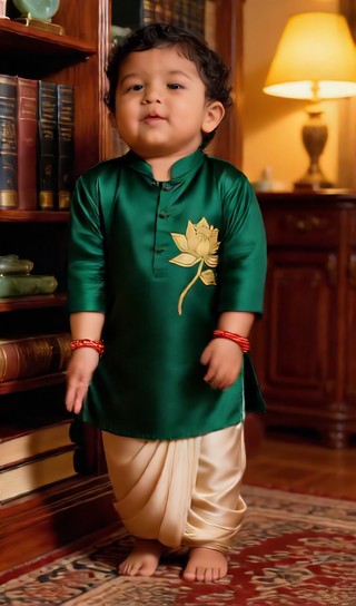 Baby boy holding the bookshelf - exquisite study - baby dance image