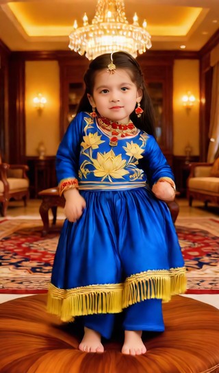 Sitting cross sweet smiling baby girl - luxury living room - baby dance image