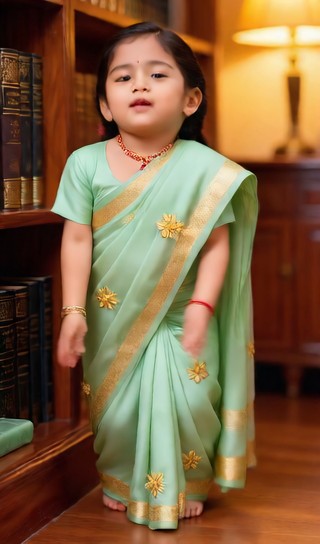 Baby girl holding the bookshelf - exquisite study - baby dance image