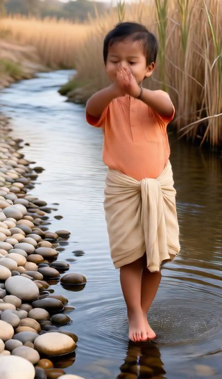 The boy who flirts with the stream - by the stream - baby dance image