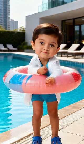 Swimming ring baby boy - poolside - baby dance image