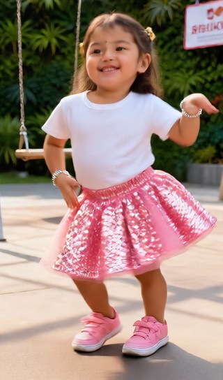 Baby girl with rhythmic gestures - Internet celebrity park - baby dance image