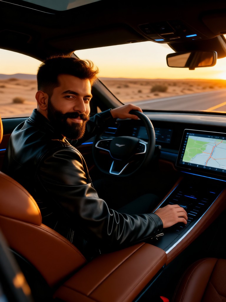 Car interior portrait photography image