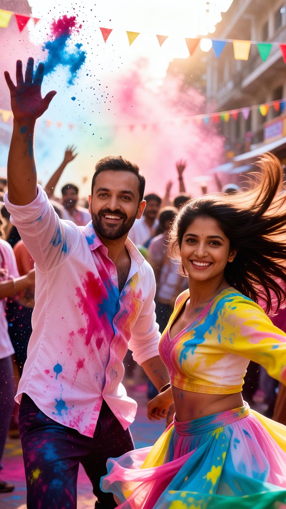 A couple at Holi festival image
