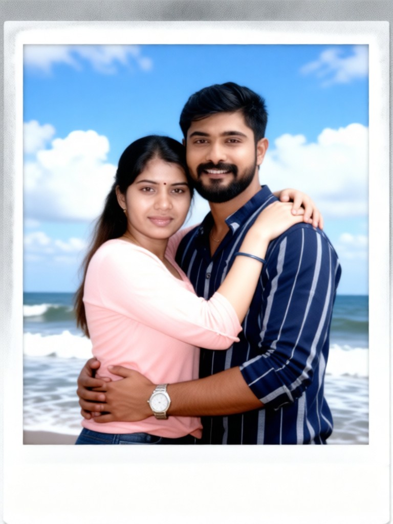 Polaroid with sea image