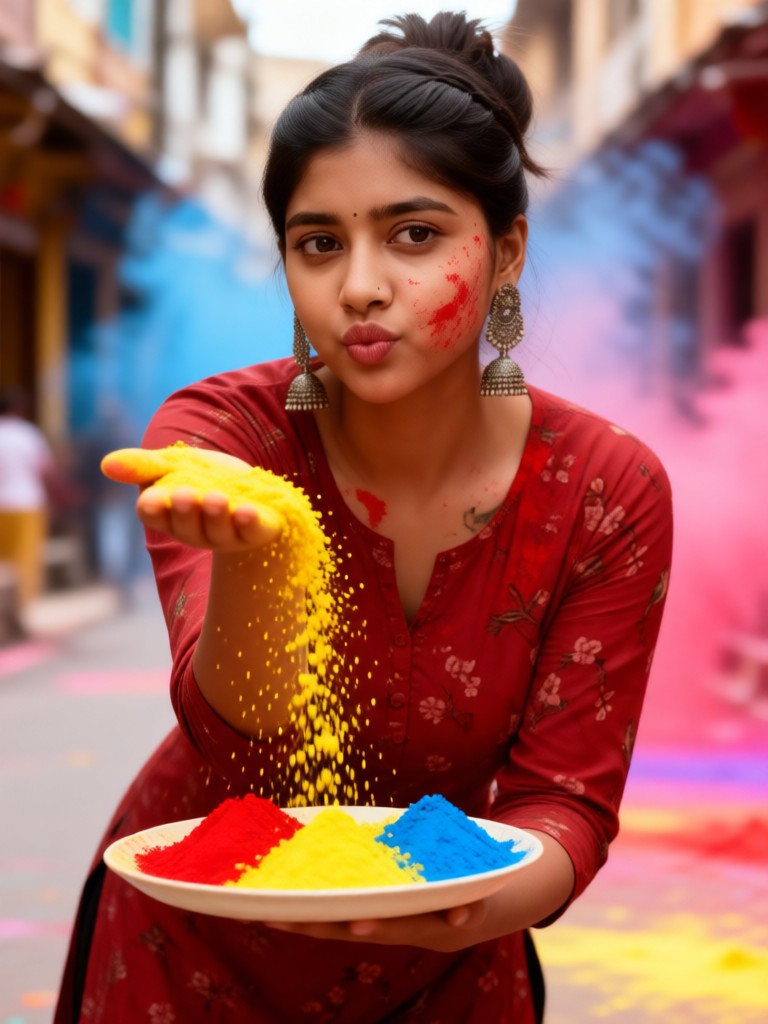 Sprinkling Holi powder! image