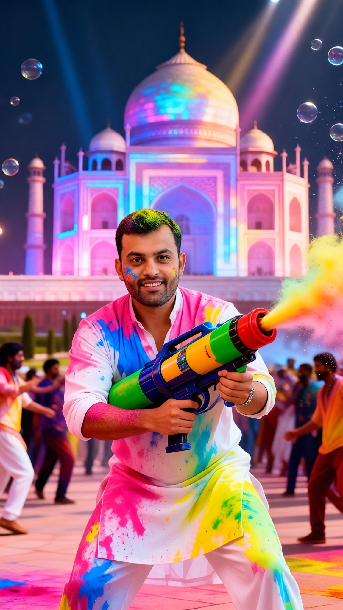 The Taj Mahal during Holi image