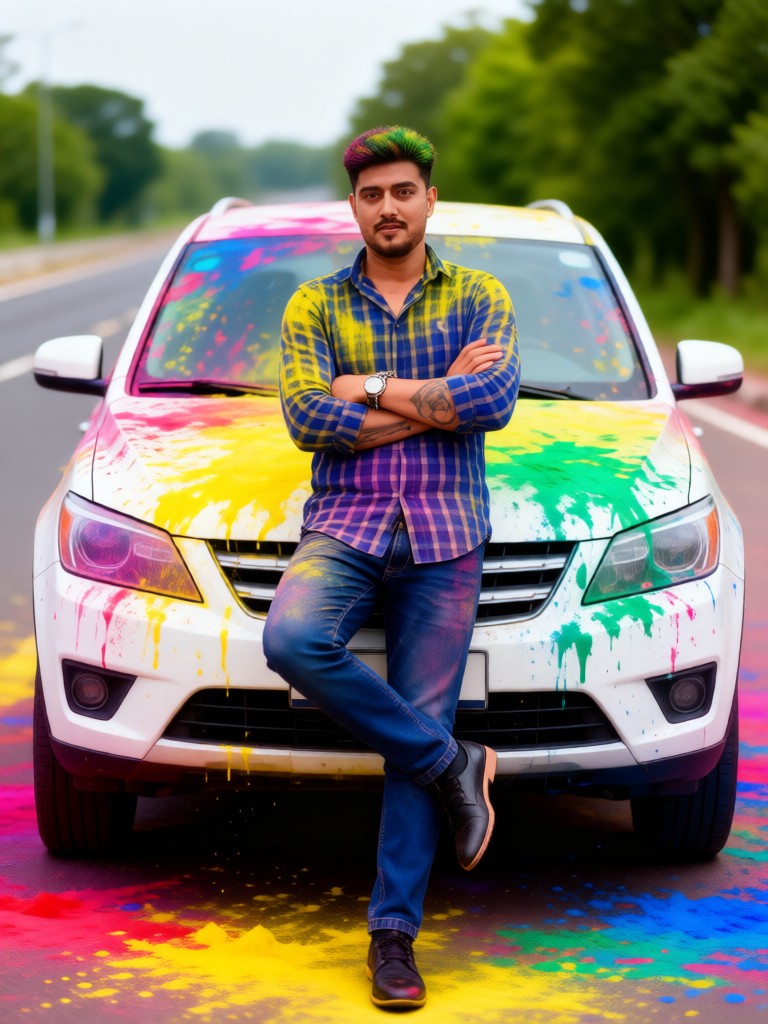 My car in Holi!!! image
