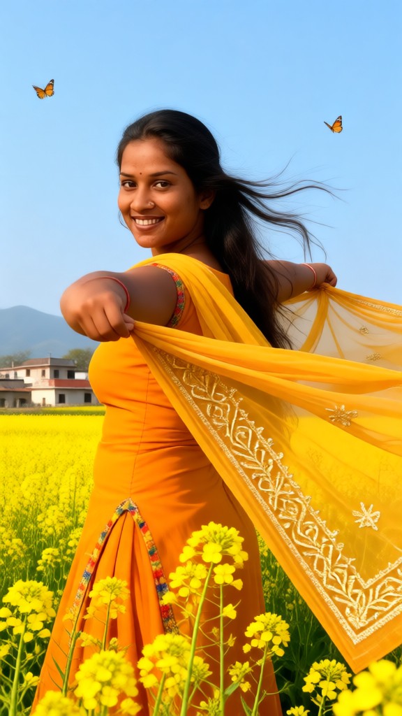 Flying silk in flower field~ image