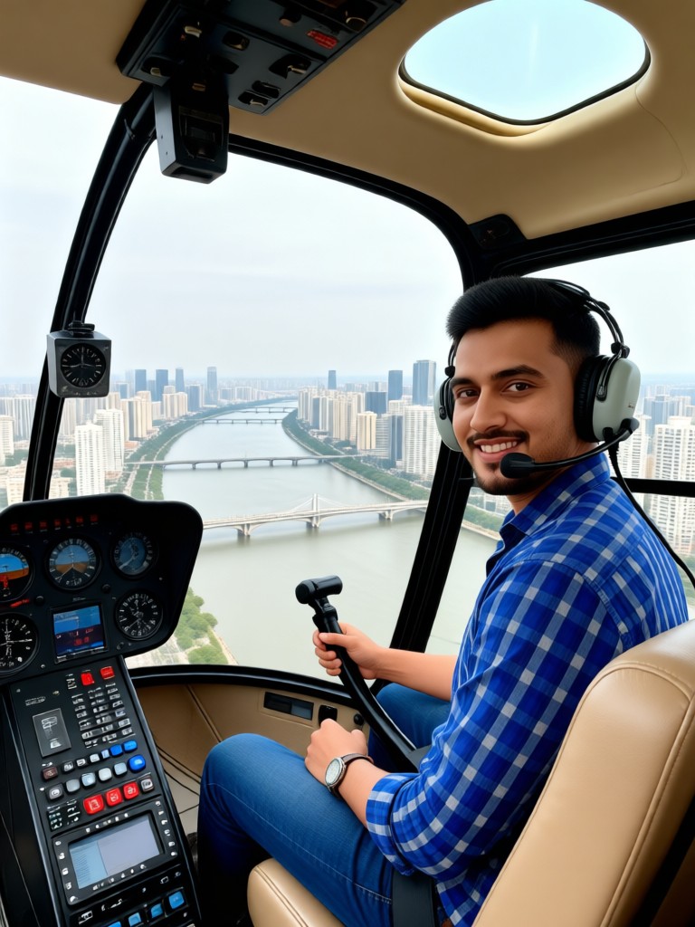 Helicopters! City skyline image