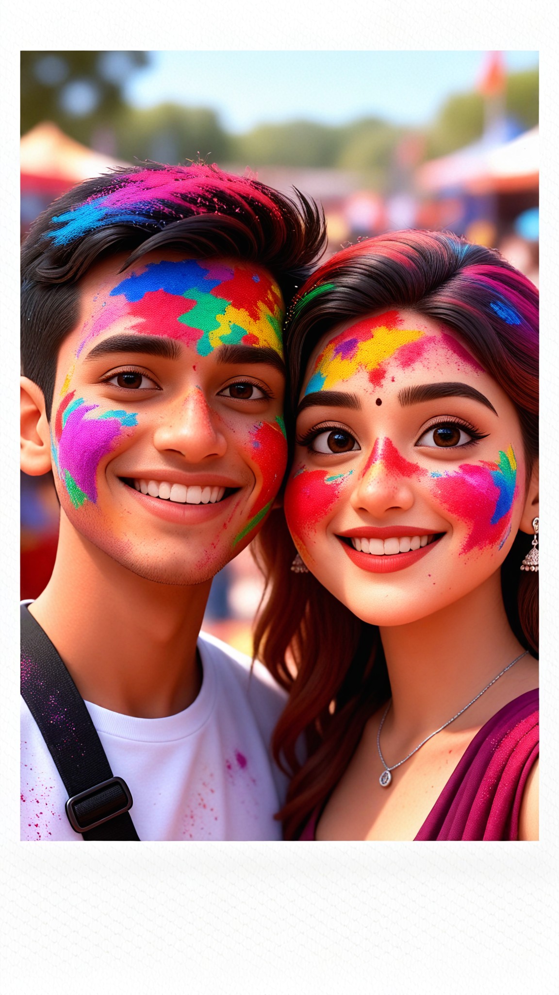 Holi Couple 3D Polaroid image