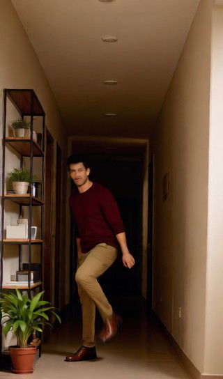 Warm Casual Dance - Burgundy Top in Hallway image