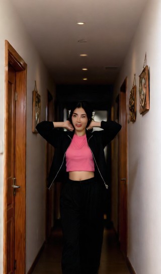 Lively Layered Dance - Pink Tee in Hallway Gathering image