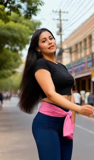 Hot Girl Street Dance - Black Crop Top in Urban Road image