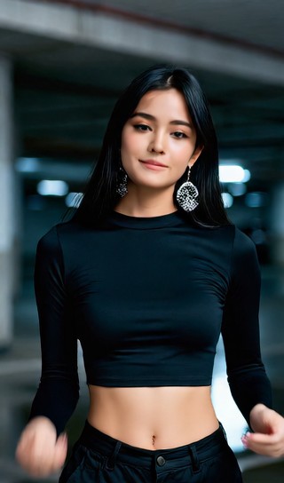 Cool Hot Dance - Black Crop Top in Parking Garage image