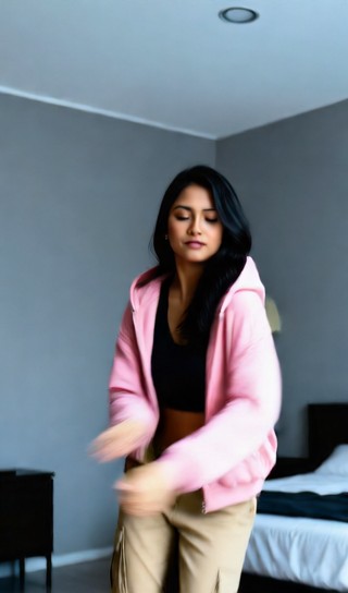Cool Layered Dance - Pink Hoodie in Minimalist Bedroom image