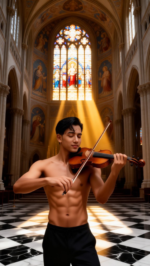 Handsome violin performance image