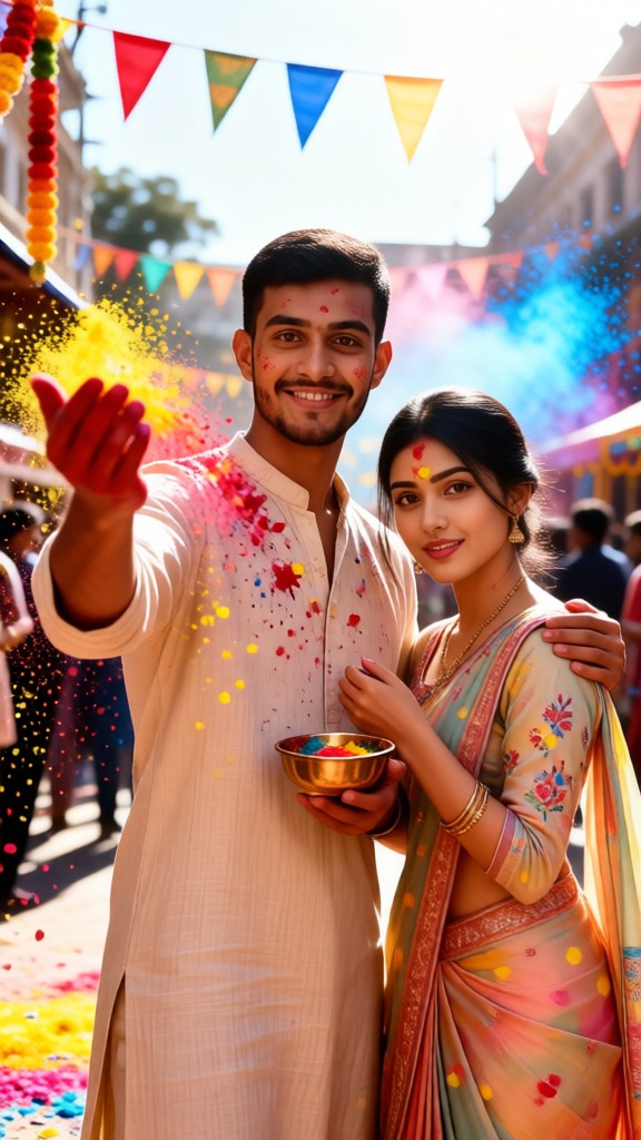Colorful Moments of the Couple's Holi Festival image