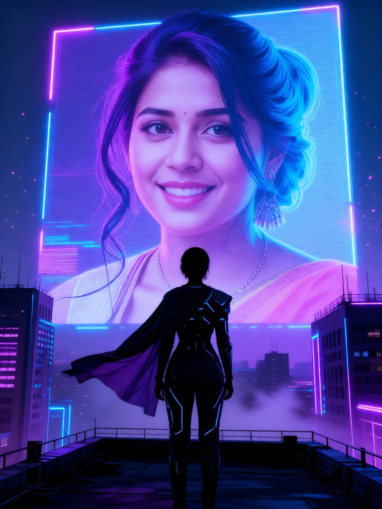 Cyberpunk-style woman image