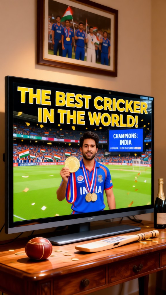 Cricket champion is on TV image