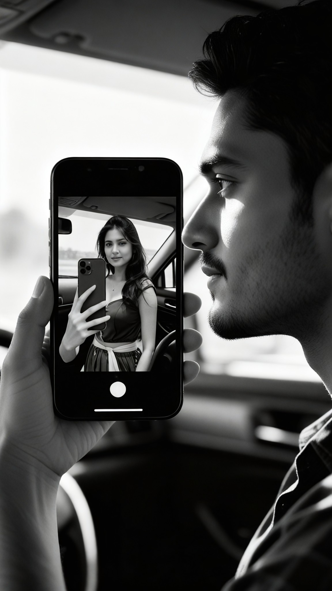 Selfie inside the car image