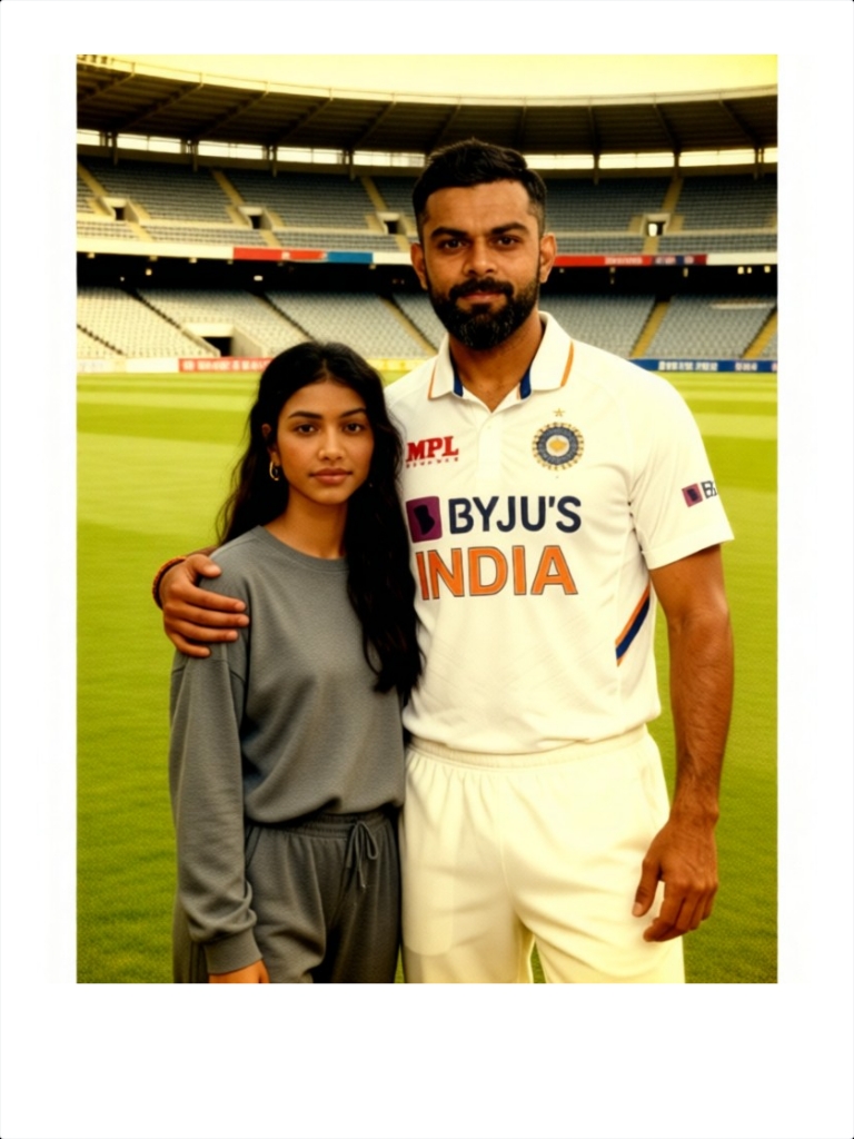 Girl taking a photo with Virat Kohli image