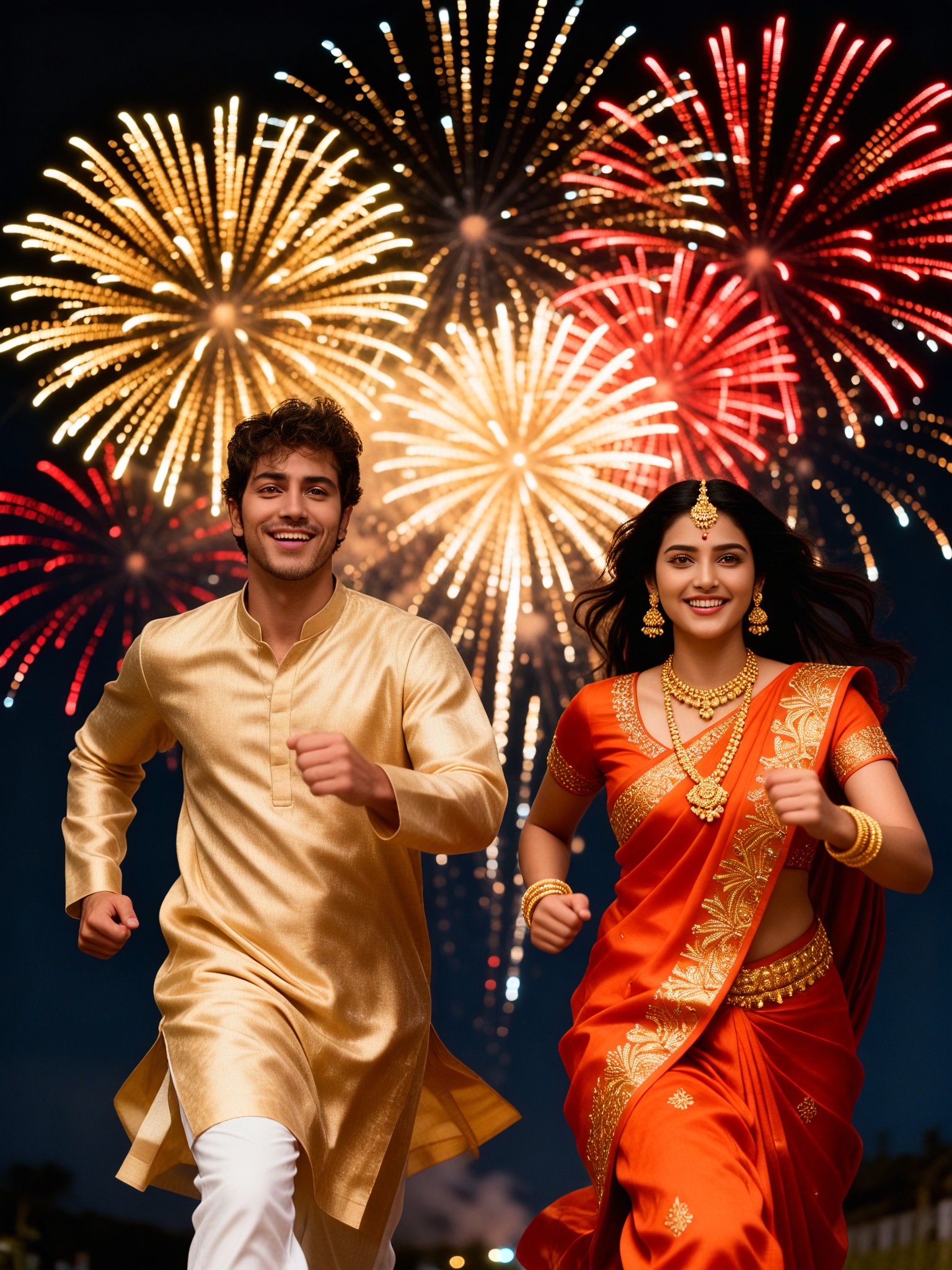 Lovers under the fireworks image