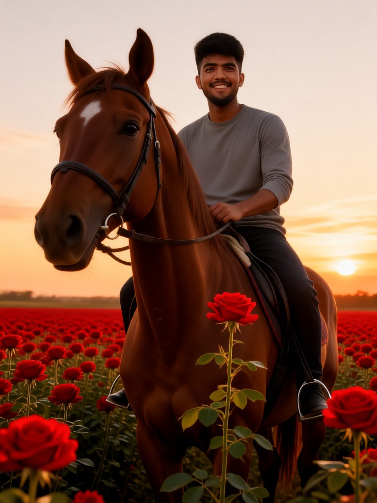 Riding in rose fields image