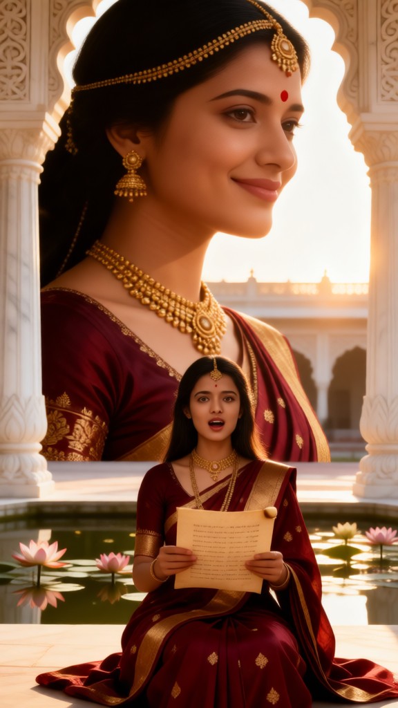 Classical beauty reciting poetry image