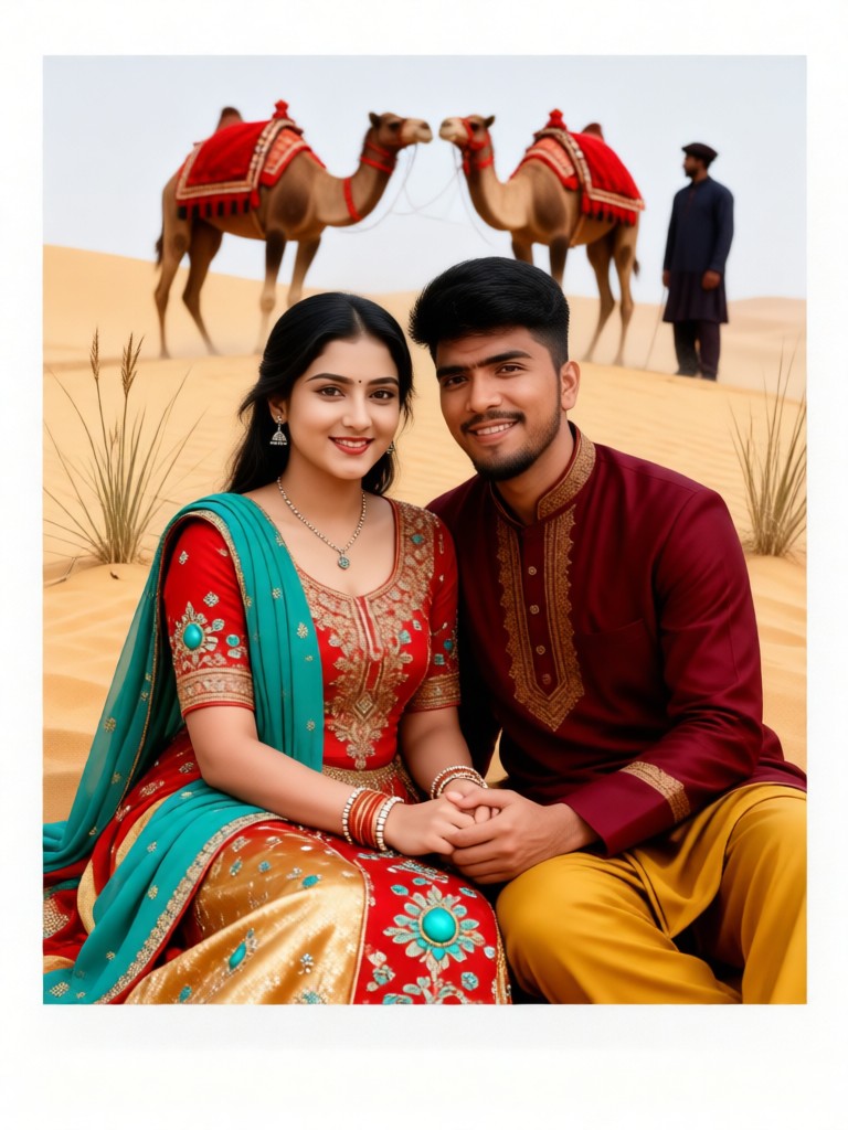 Polaroid camera! Desert camels image