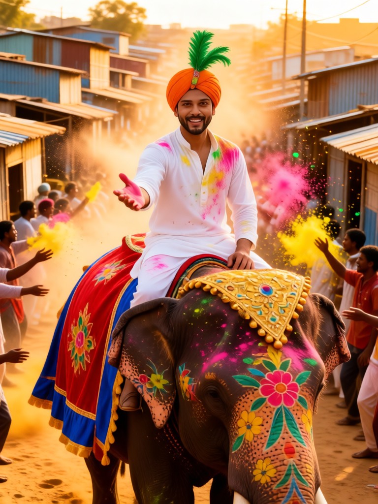 Boys riding elephants invitation image