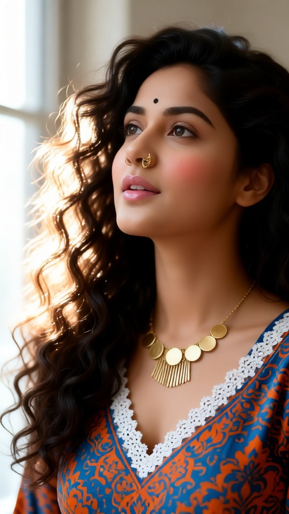 Beautiful poetess reciting poetry image