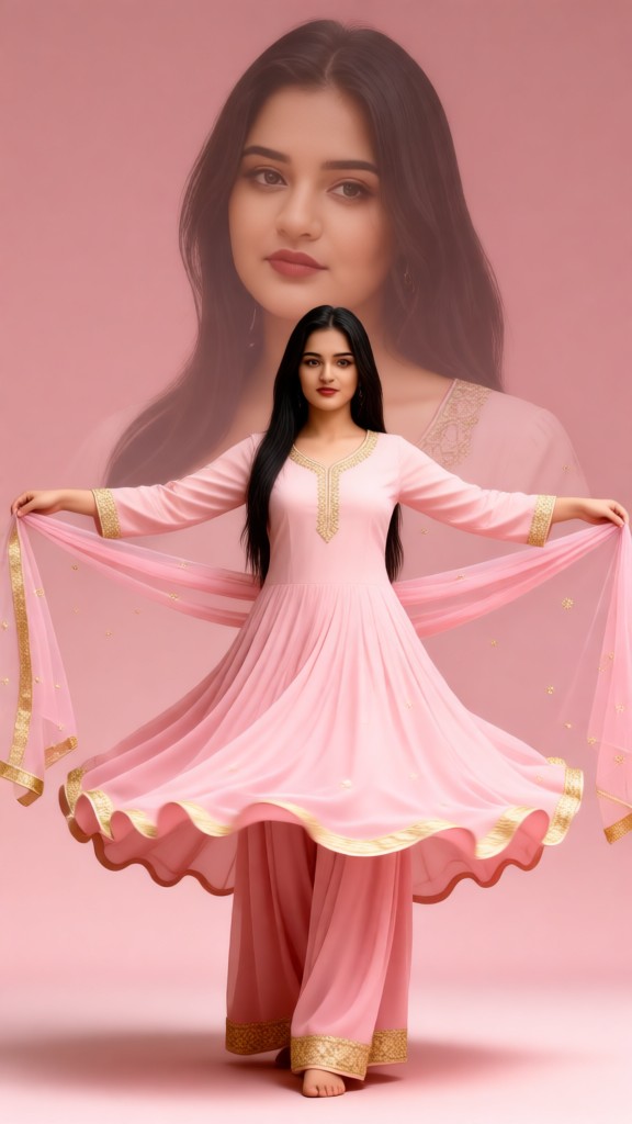 Pink sari double exposure image