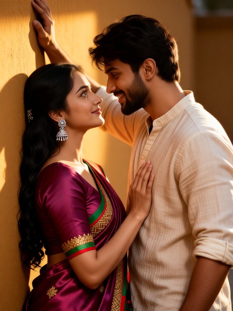 Couple intimate wall slam image