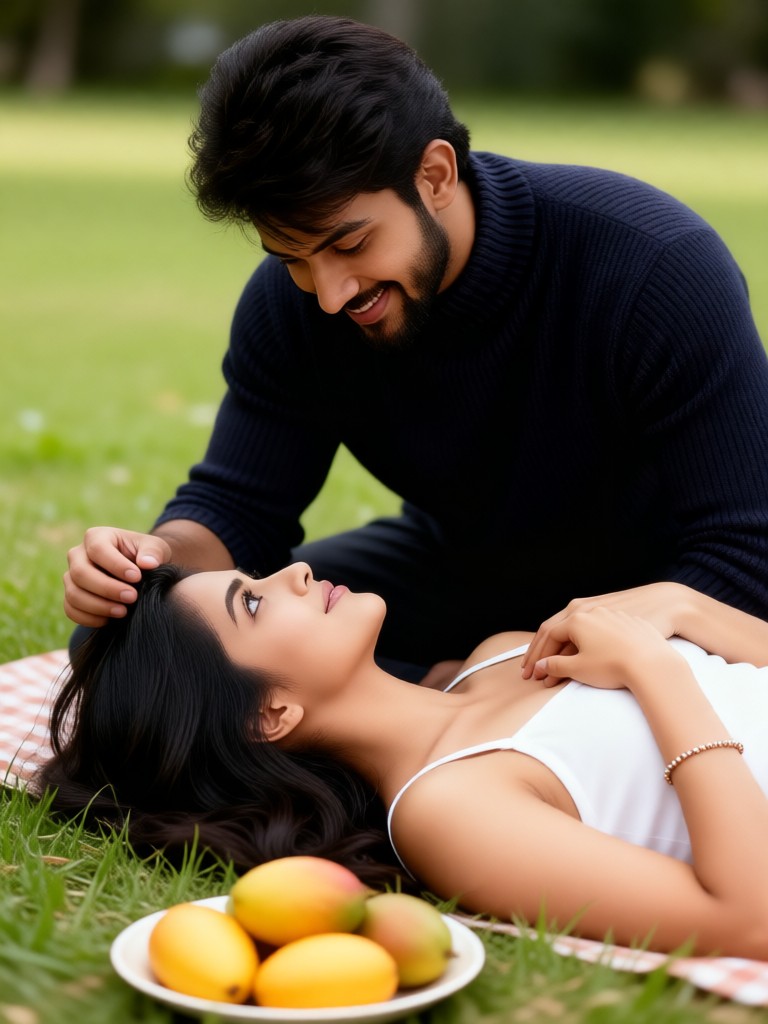 Couple picnic photo poses image