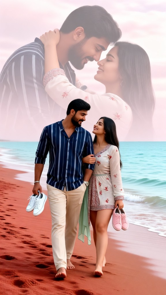 Stroll along the romantic beach image