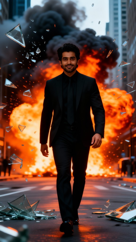 The handsome guy who emerged from the explosion site image