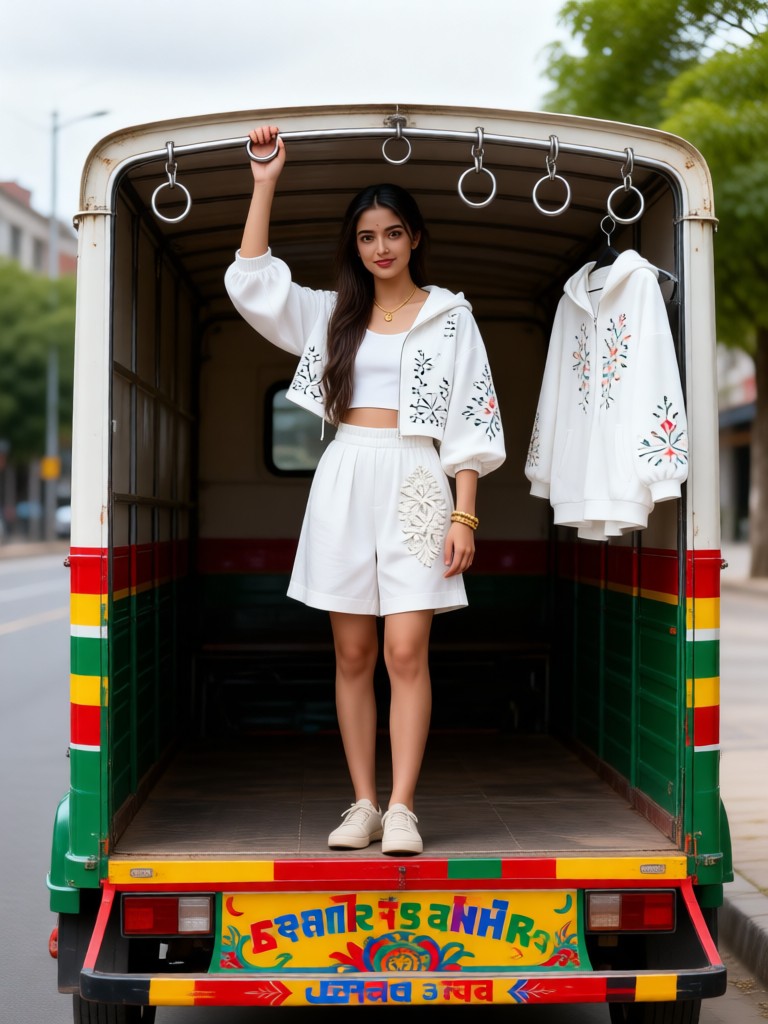 Fashionable girl on the truck image