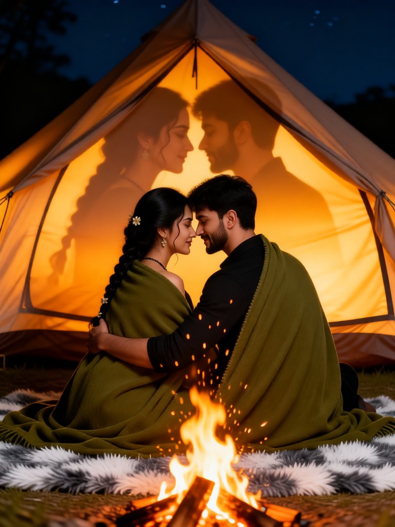 Bonfire Couple Photo image