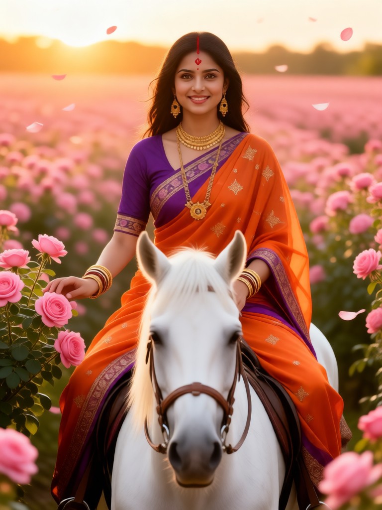 A beautiful woman in a sea of flowers image