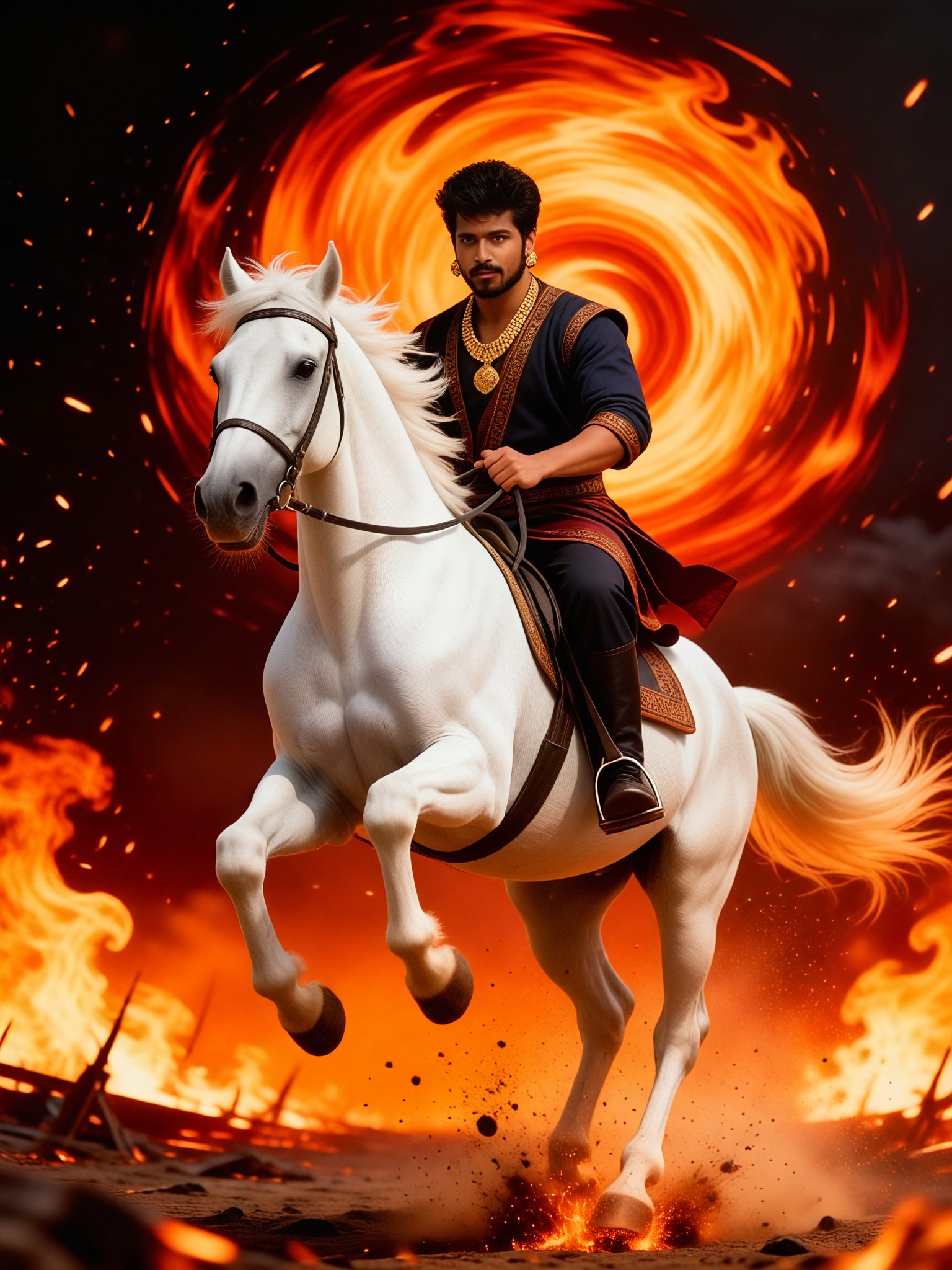 Fire Sea Male Warrior Riding a Horse image