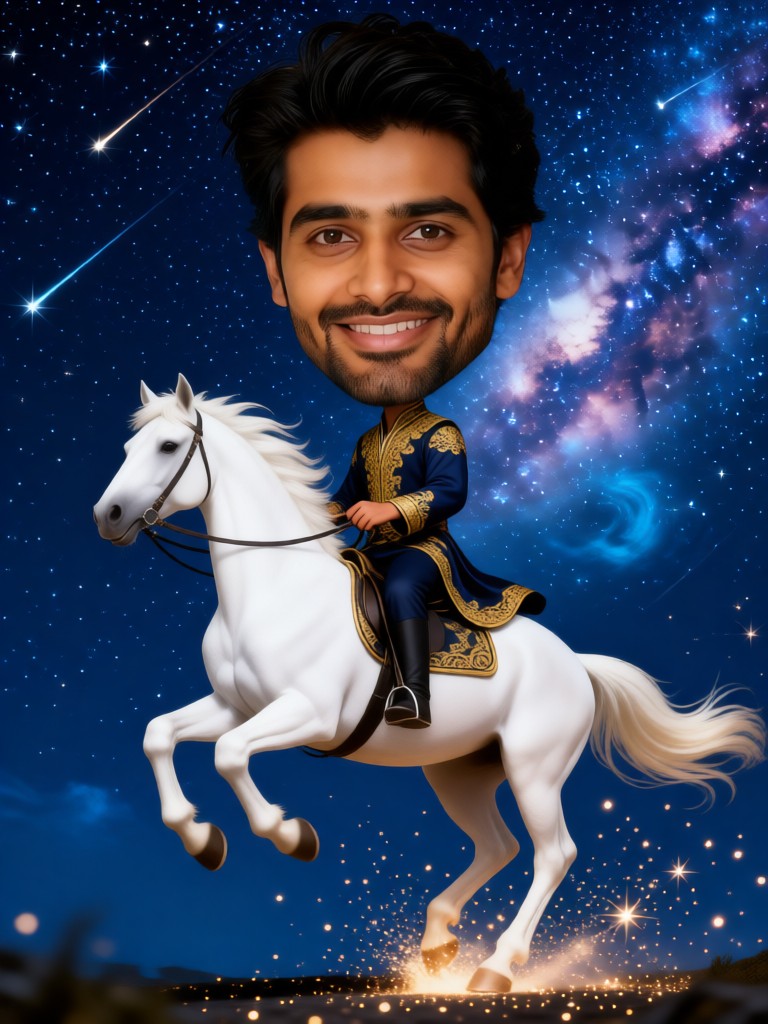 Starry Sky Horse Riding Big Head Effect image