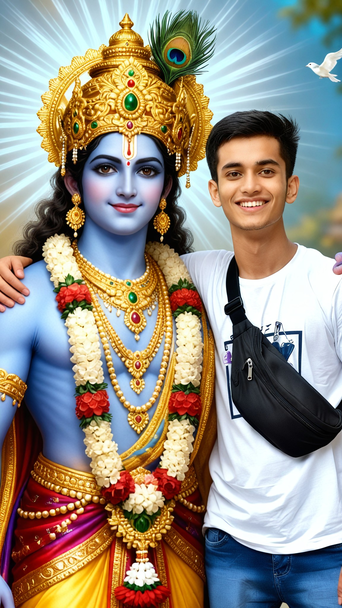 Group photo with Krishna image