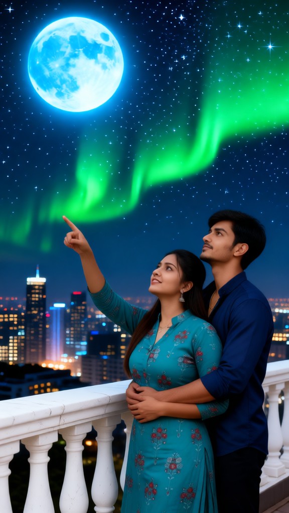 Couple watching the aurora-p image