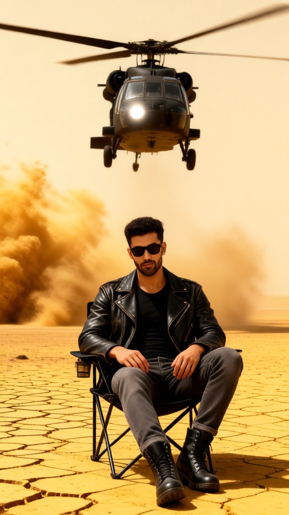 Group photo with a desert plane image