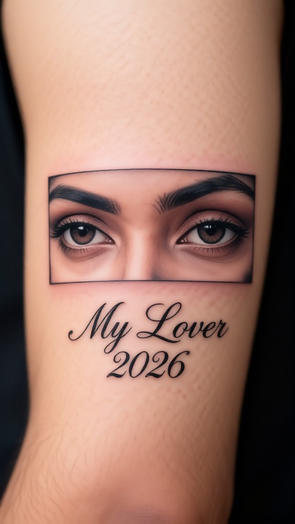 Tattoo your eyes on my arm image