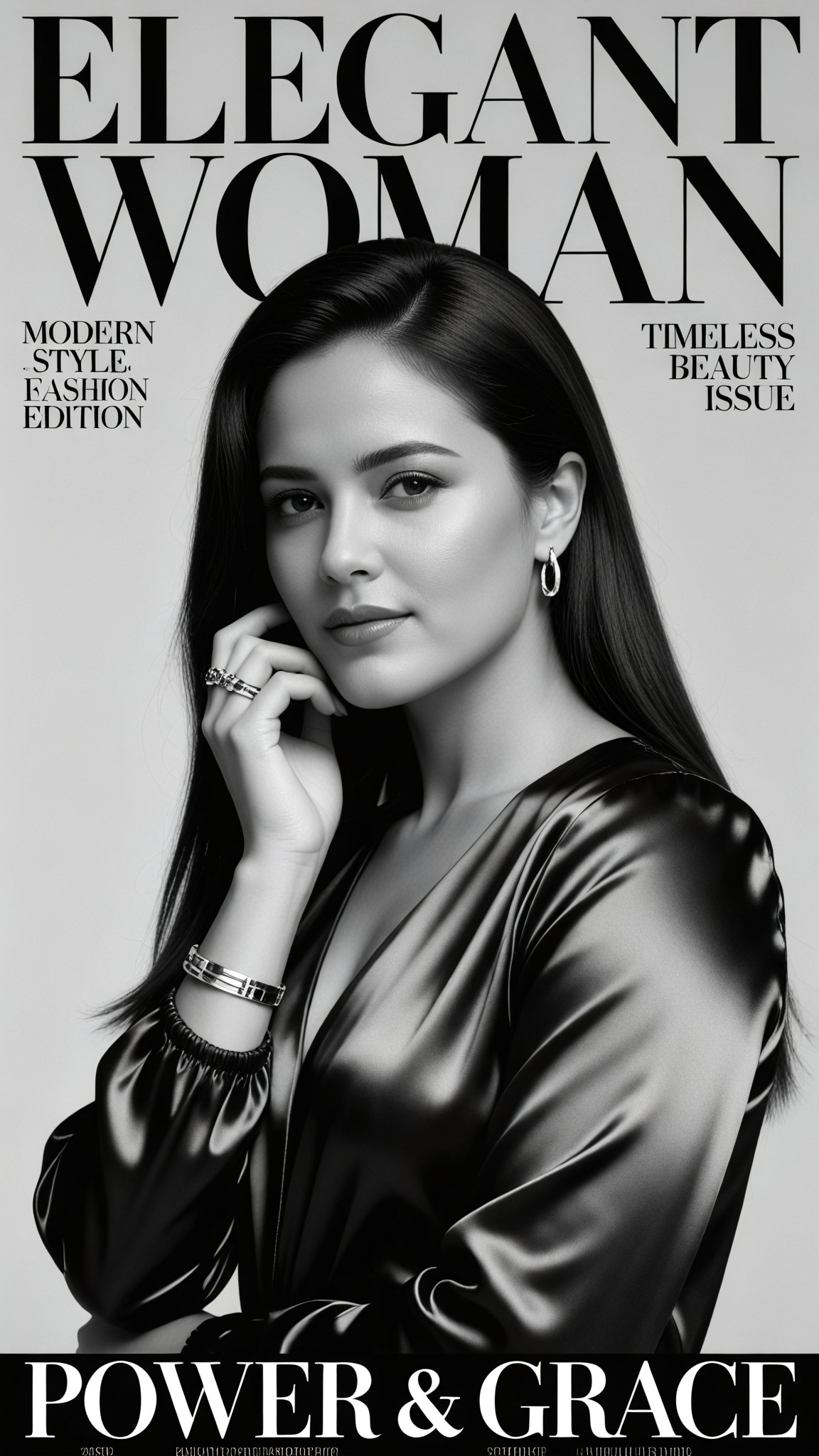 Women's Black and White Fashion Magazine Style image