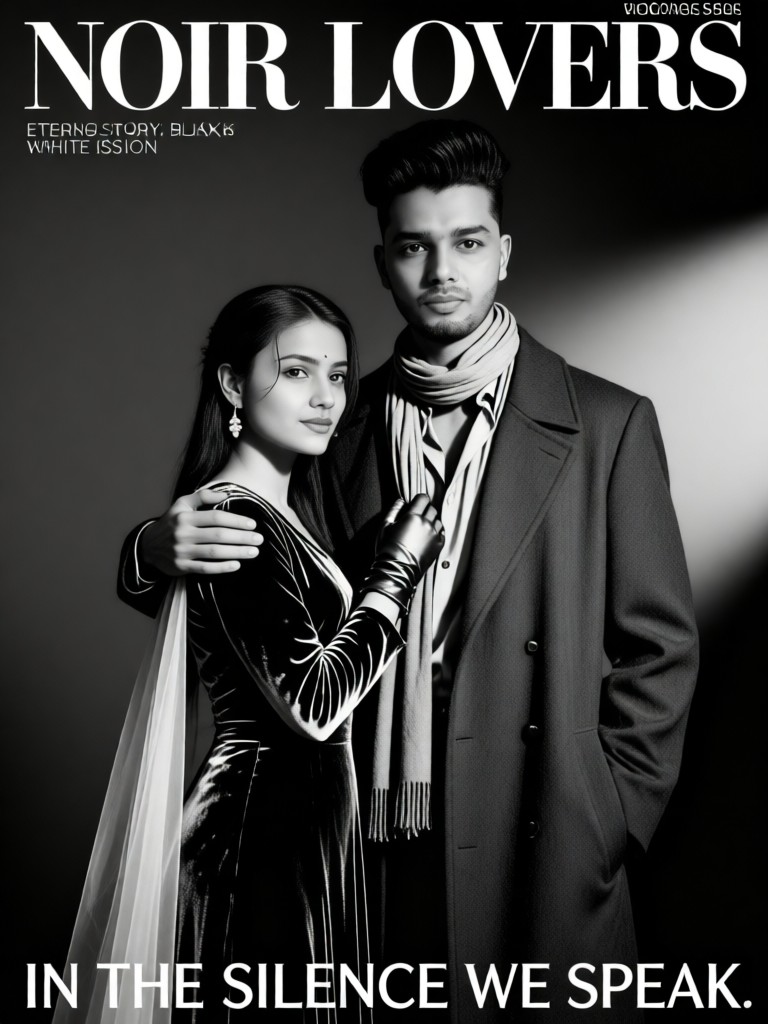 Couple black and white fashion magazine style image